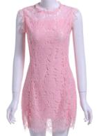 Romwe Soluble Flowers Lace Slim Dress