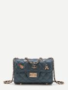 Romwe Lipstick And Tower Detail Quilted Chain Bag