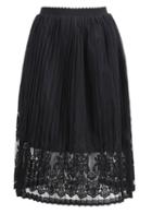 Romwe Elastic Waist With Lace Crochet Black Skirt