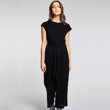 Romwe V Back Self Belted Wide Leg Jumpsuit