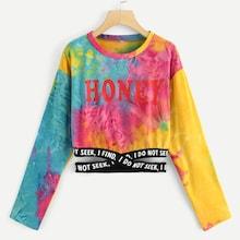 Romwe Criss Cross Hem Tie Dye Tee