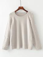 Romwe Faux Pearl Raglan Sleeve Knitwear