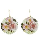 Romwe 2015 New Coming Shell Colorful Flower Printed Women Hoop Earrings