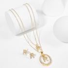 Romwe Letter Pendant Layered Necklace & Earrings