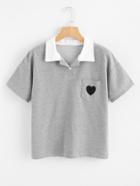 Romwe Drop Shoulder Embroidered Chest Pocket Shirt
