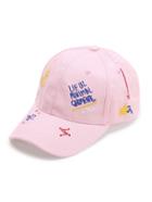 Romwe Pink Pattern Embroidery Baseball Cap