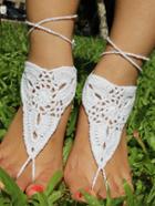 Romwe Crochet Foot Ring - White