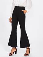 Romwe Pearl Beading V Notch Overlap Back Flared Pants
