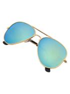 Romwe Green Lenses Top Bar Sunglasses