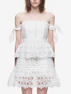 Romwe Off The Shoulder Bow Lace Dress