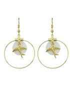 Romwe Trendy Gold Color Bird Big Round Earrings