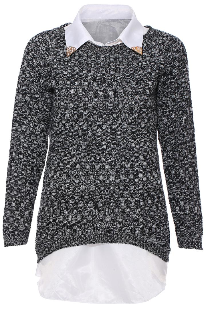 Romwe Grey Two-pieced Jumper