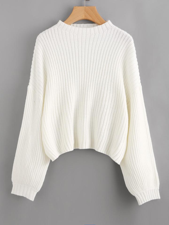 Romwe Drop Shoulder Lantern Sleeve Jumper