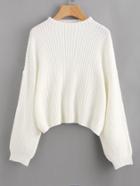 Romwe Drop Shoulder Lantern Sleeve Jumper