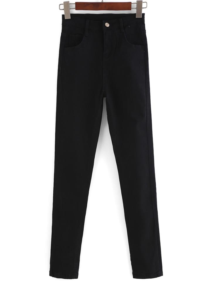 Romwe High Waist Slim Black Pant