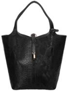 Romwe Black Crocodile Two Piece Shoulder Bag