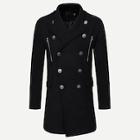 Romwe Men Zip Double Breasted Tweed Coat
