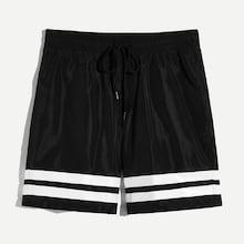 Romwe Guys Striped Hem Drawstring Shorts