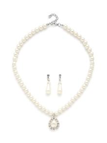 Romwe Water Drop Faux Pearl Design Necklace & Earring Set