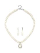 Romwe Water Drop Faux Pearl Design Necklace & Earring Set