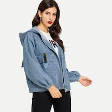 Romwe Embroidered Letter Denim Jacket