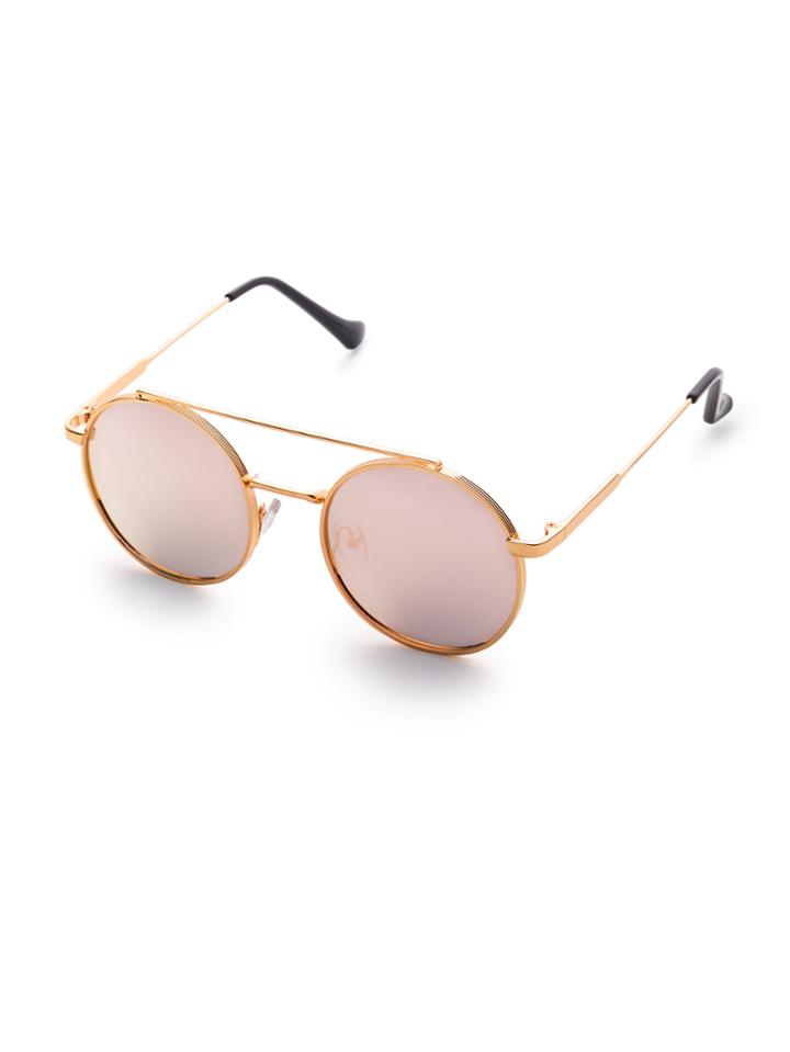 Romwe Pink Flat Lens Double Bridge Round Sunglasses