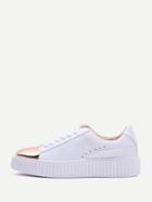 Romwe White Contrast Round Toe Rubber Sole Sneakers