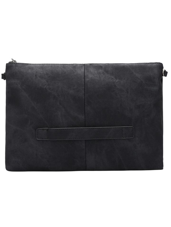 Romwe Black Zipper Strap Embellished Pu Bag