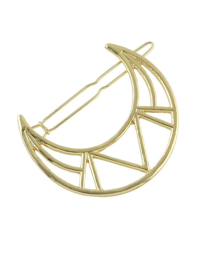 Romwe Gold Moon Shape Hair Clips