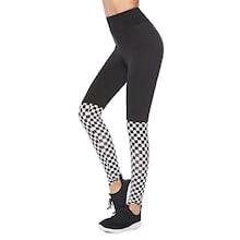 Romwe Contrast Checkered Leggings