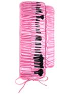 Romwe 32pcs Pink Professional Makeup Brush Set With Bag