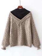 Romwe 2 In 1 Cable Knit Sweater