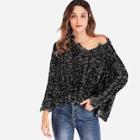 Romwe Raw Hem Drop Shoulder Jumper