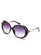 Romwe Black Frame Large Lens Hollow Out Sunglasses