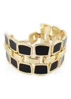 Romwe Black Geometric Splice Bracelet