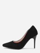 Romwe Faux Black Suede Pointed Toe Pumps