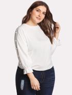 Romwe Pearl Detail Raglan Sleeve Blouse