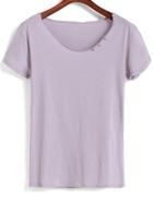 Romwe Round Neck With Buttons T-shirt