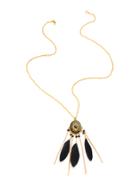 Romwe Feather And Chain Tassel Pendant Necklace