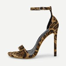 Romwe Leopard Pattern Ankle Strap Heels