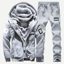 Romwe Men Letter Print Velvet Lined Hoodie With Pants