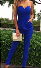 Romwe Strapless With Pockets Slim Jumpsuit