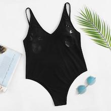Romwe Pineapple Pattern Low Back One Piece Swimsuit