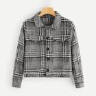 Romwe Houndstooth Single-breasted Coat