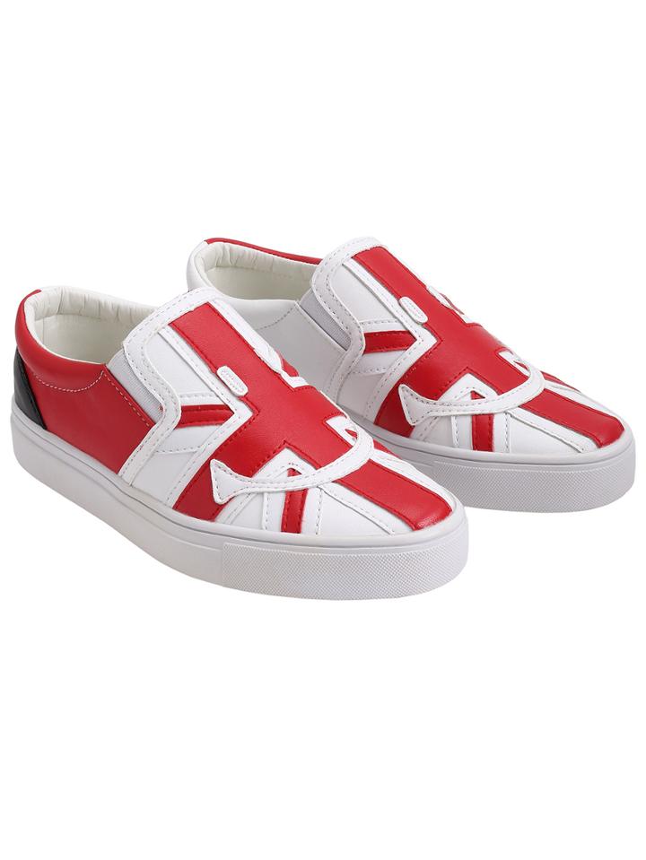 Romwe White Thick-soled Union Jack Print Flats