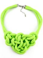 Romwe Green Twine Elastic Necklace