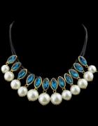 Romwe Blue Diamond Bead Tassel Necklace