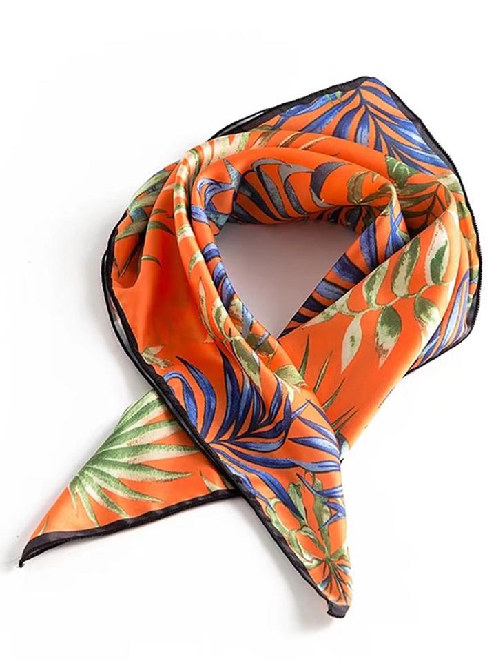 Romwe Leaves Print Square Scarf