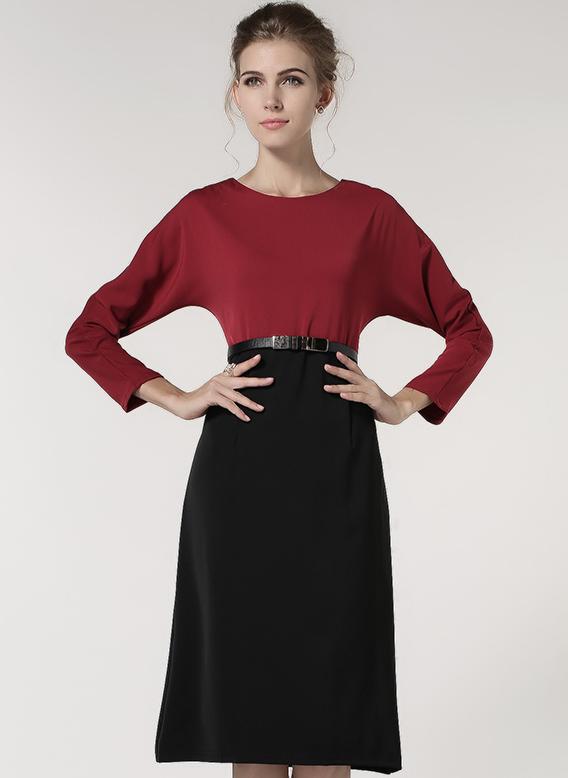 Romwe Colour-block Batwing Dress