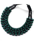 Romwe Green Beading Chain Necklace